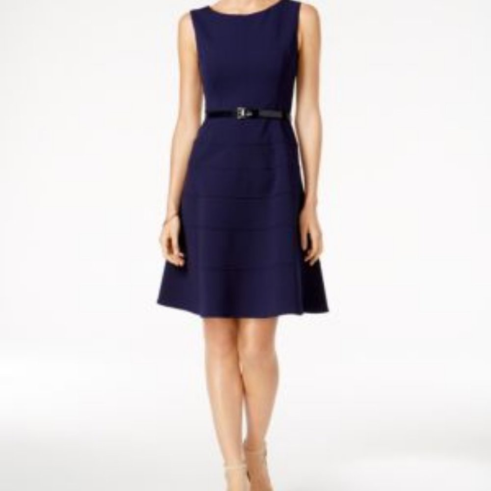 Tommy Hilfiger Belted Dress | Navy Blue A-Line Fit & Flare | Size 2 | Brand New